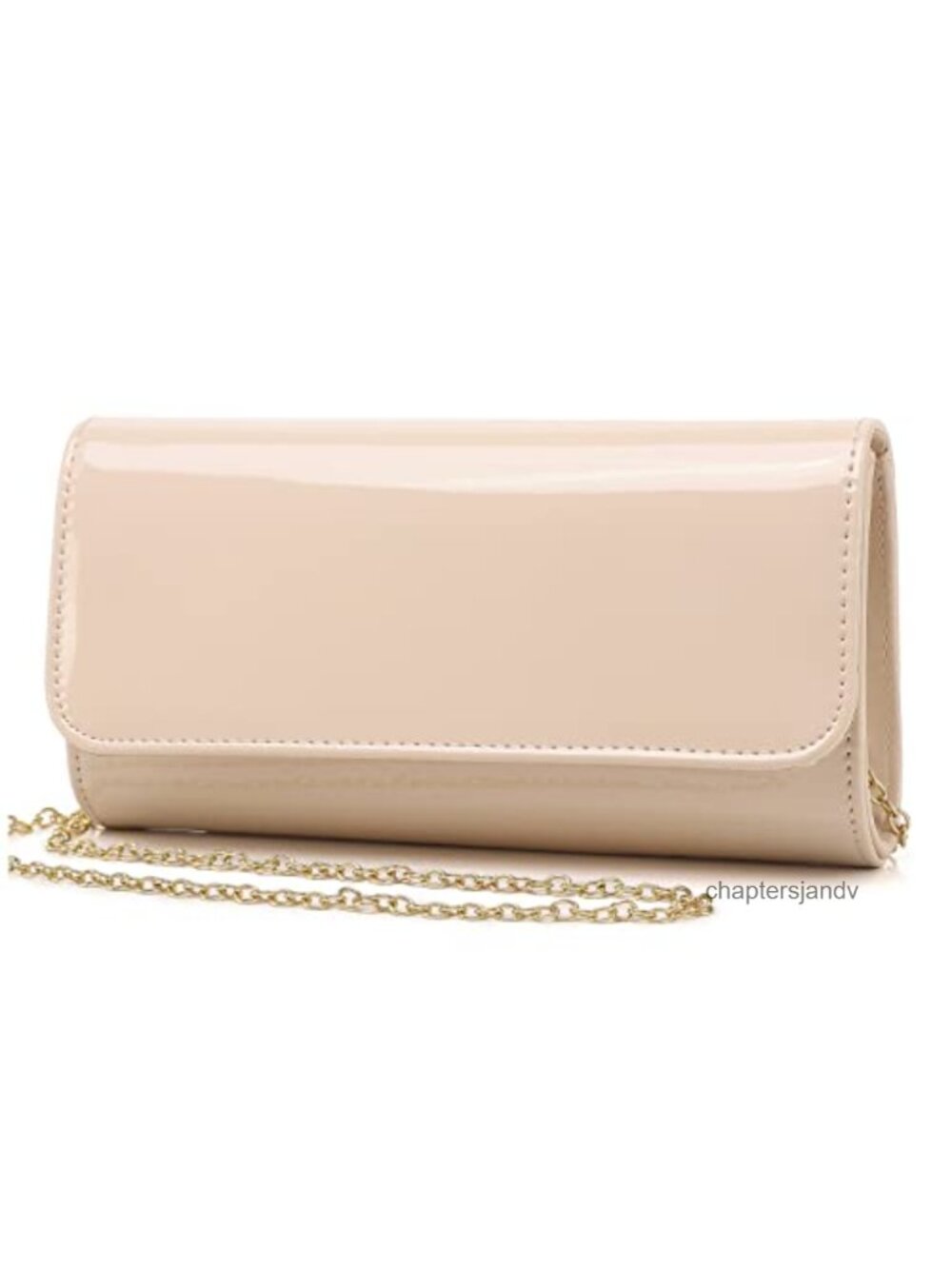 Patent Leather Envelope Clutch with Chain Strap Evening Bag